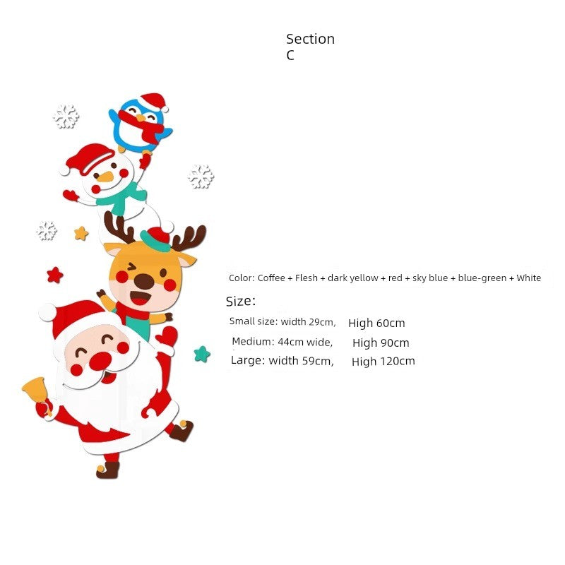 Christmas Decoration Scene Layout Shopping Window Glass Sticker Painting Santa Claus Christmas Tree Wall Decorations
