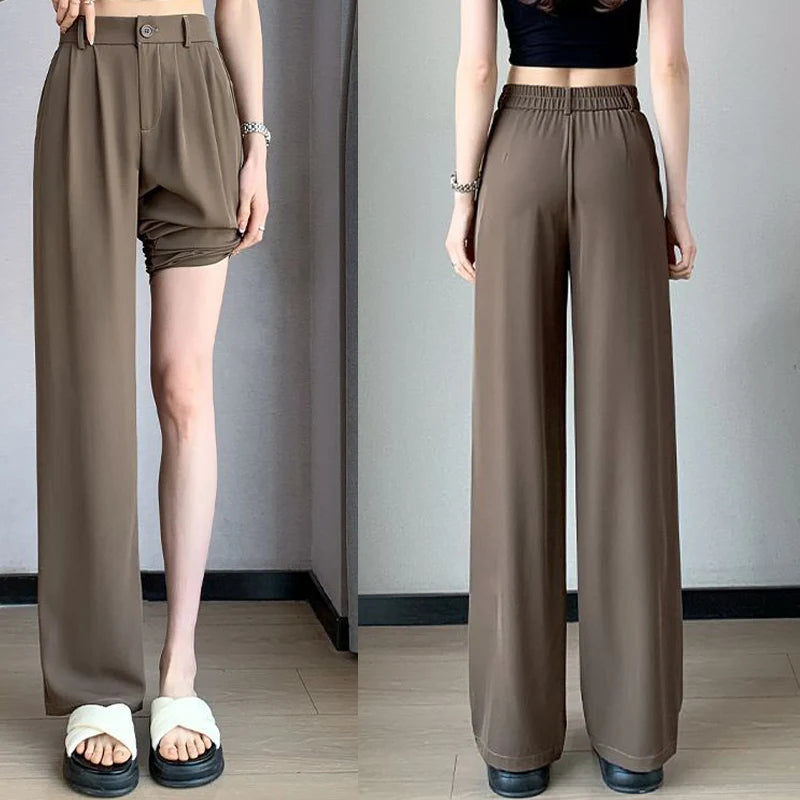 Women Suit Pants Lady Classic Fashion Trousers Female Comfortable Straight Leg Pants  Casual Baggy Long Slacks