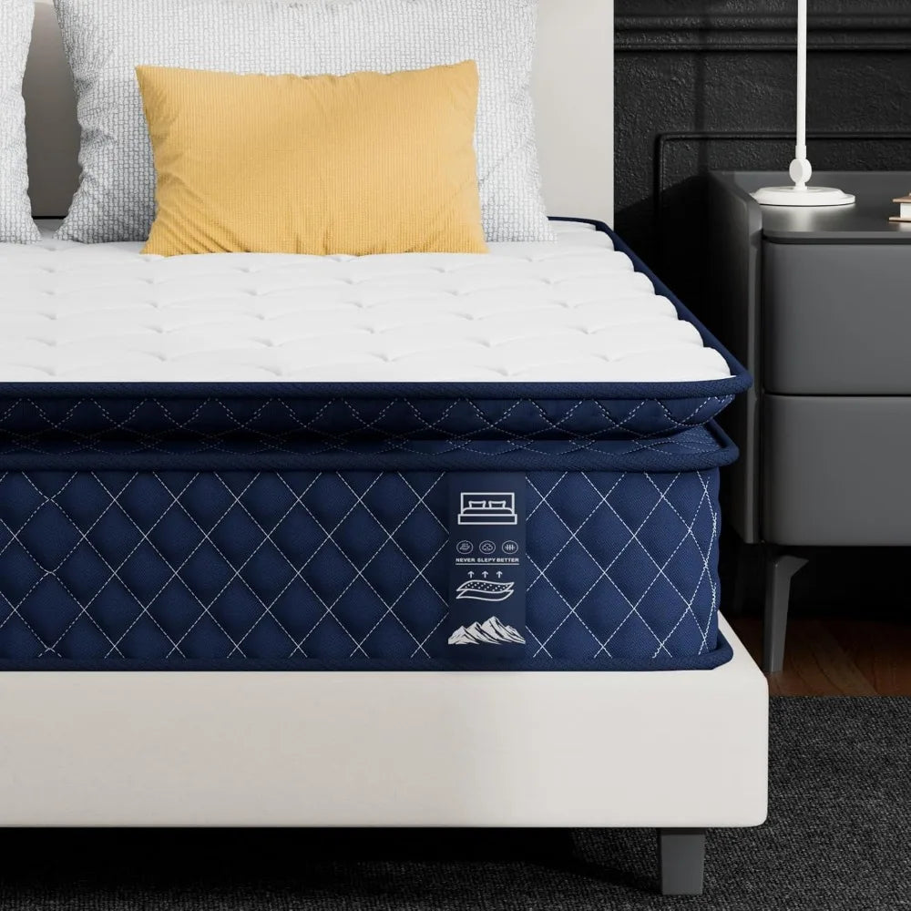 King Mattress 12 Inch, Memory Foam Hybrid King Size Mattress in a Box with Independent Spring, Medium Firm, Edge Support & Press