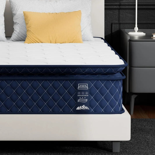 King Mattress 12 Inch, Memory Foam Hybrid King Size Mattress in a Box with Independent Spring, Medium Firm, Edge Support & Press