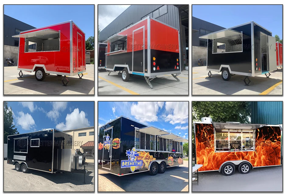 Allbetter Fully Equipment Mobile Food Truck Fast Bbq Pizza Food Trucks Concession Food Trailer with Extension for Small Business