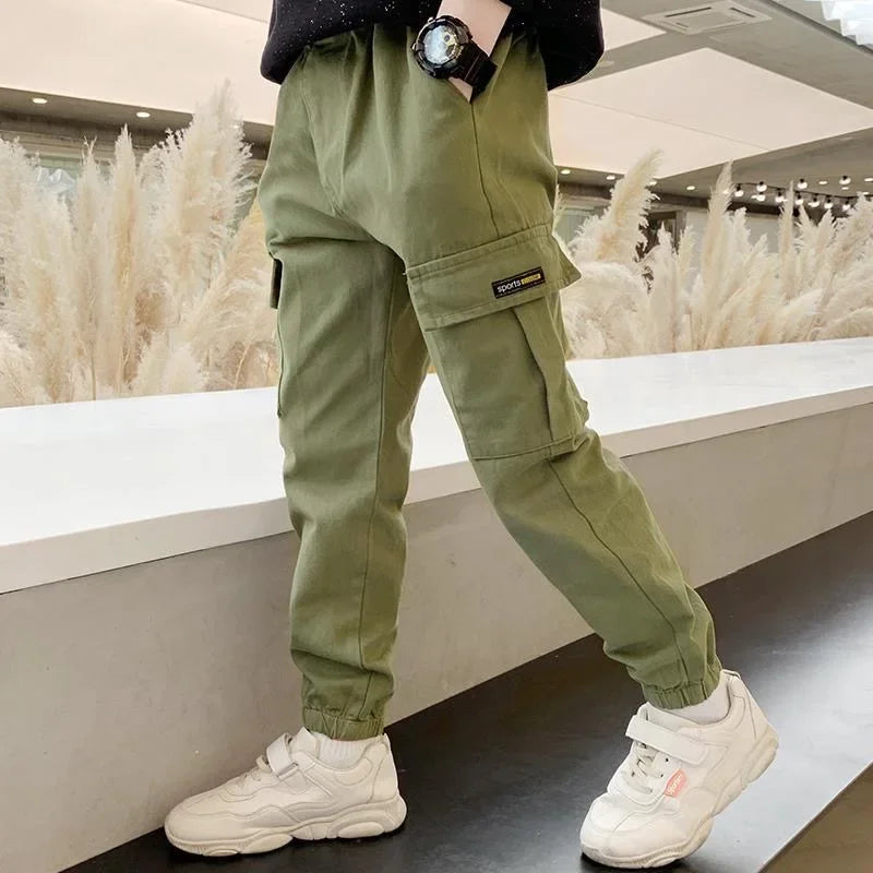 4-12 Years New Spring Autumn Boys Pants Letter Casual Long Style Trousers For Kids 3 Color