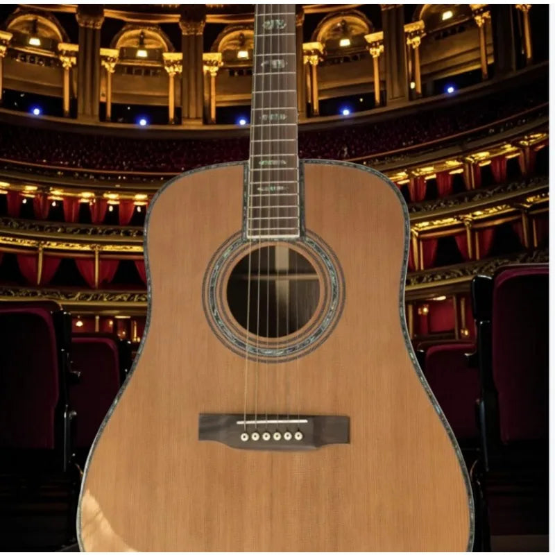 Free Shipping D45 Series Red Cedar Body Acoustic Guitar Good Texture Simple Design Rich Mellow Tone Solid Top Shell Inlay Novice