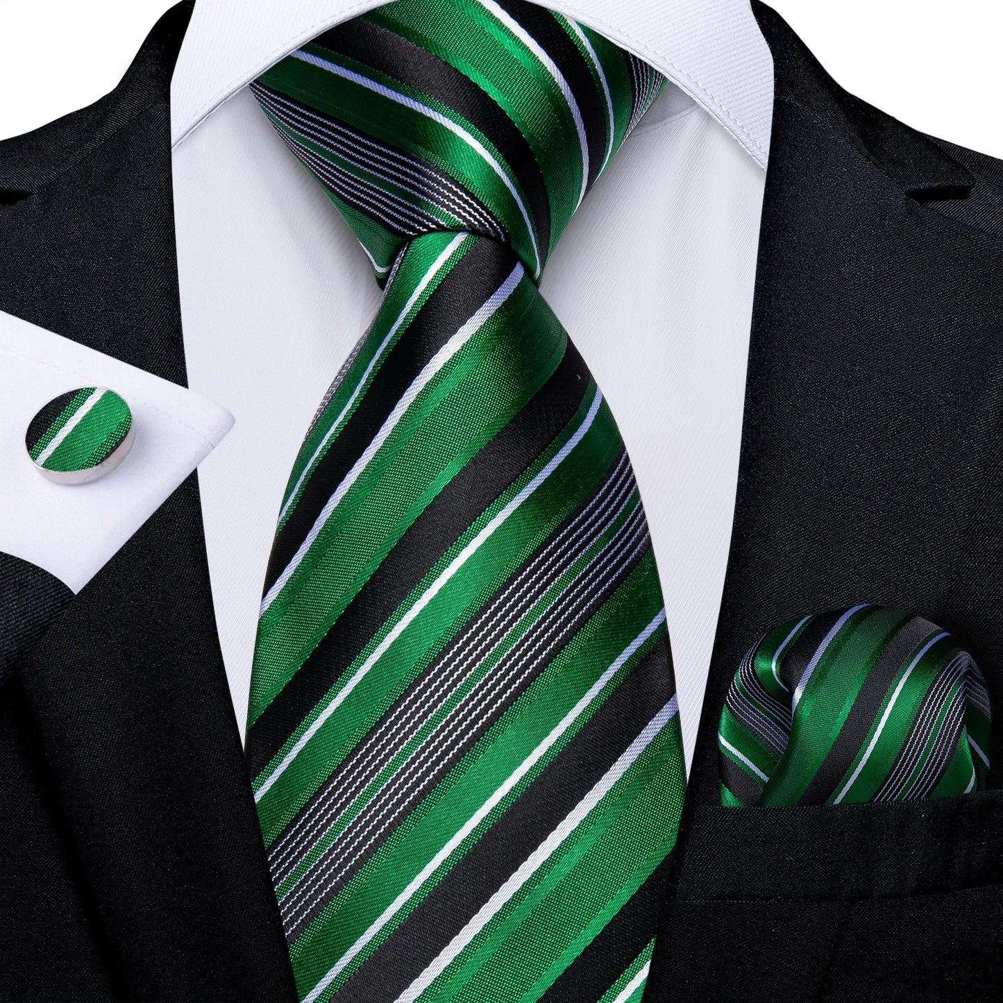 Gold Black Striped Silk Neck Ties