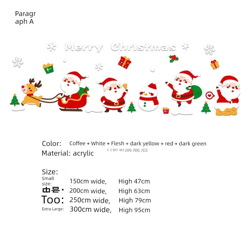 Christmas Decoration Scene Layout Shopping Window Glass Sticker Painting Santa Claus Christmas Tree Wall Decorations