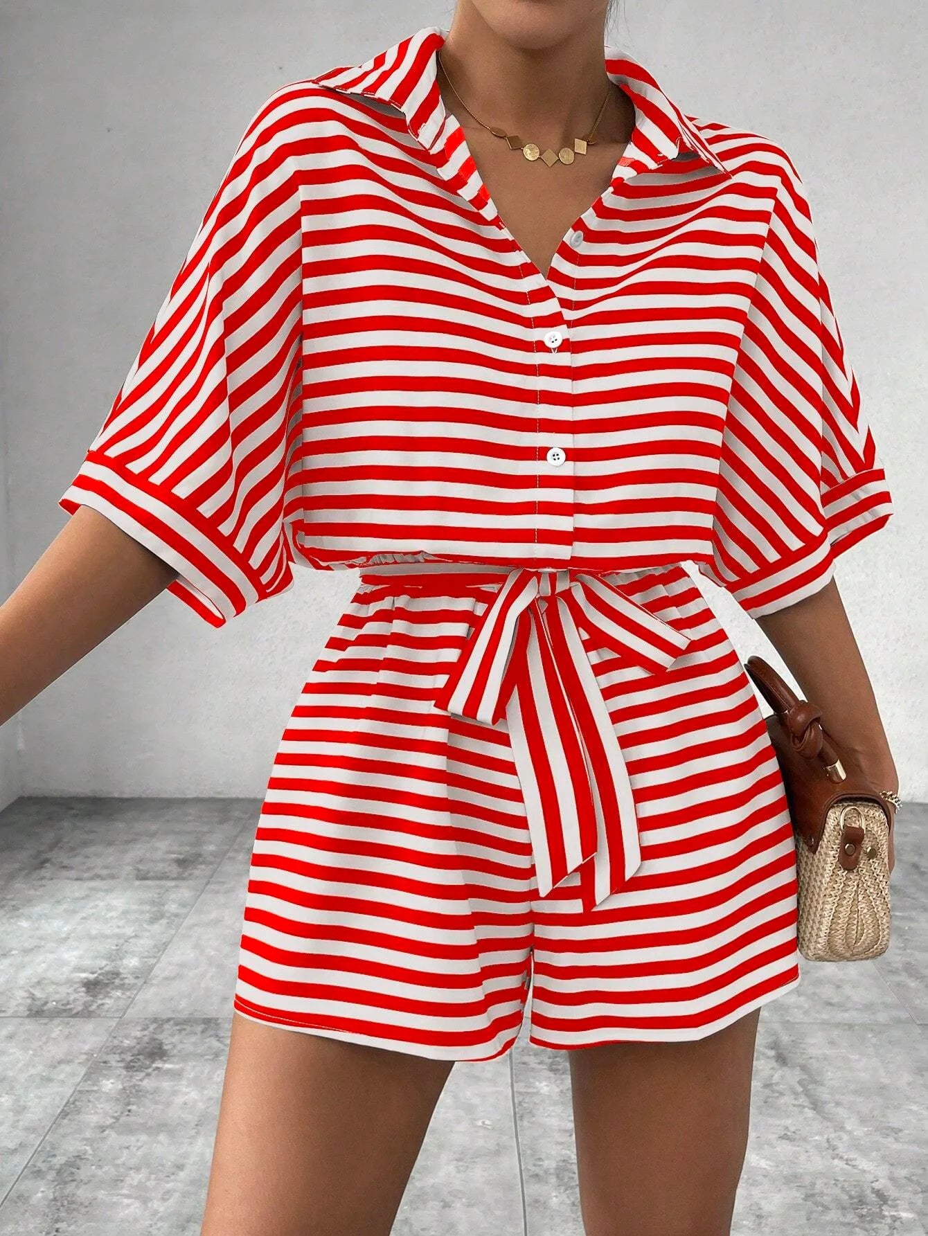 Shirt Top+ Shorts 2-piece Sets Woman