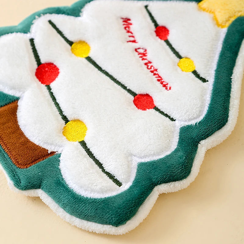 Christmas Hand Towel Cartoon Snowman Wipe Cloth Absorbent Kitchen Cleaning Rag Christmas Handkerchief Xmas Decor