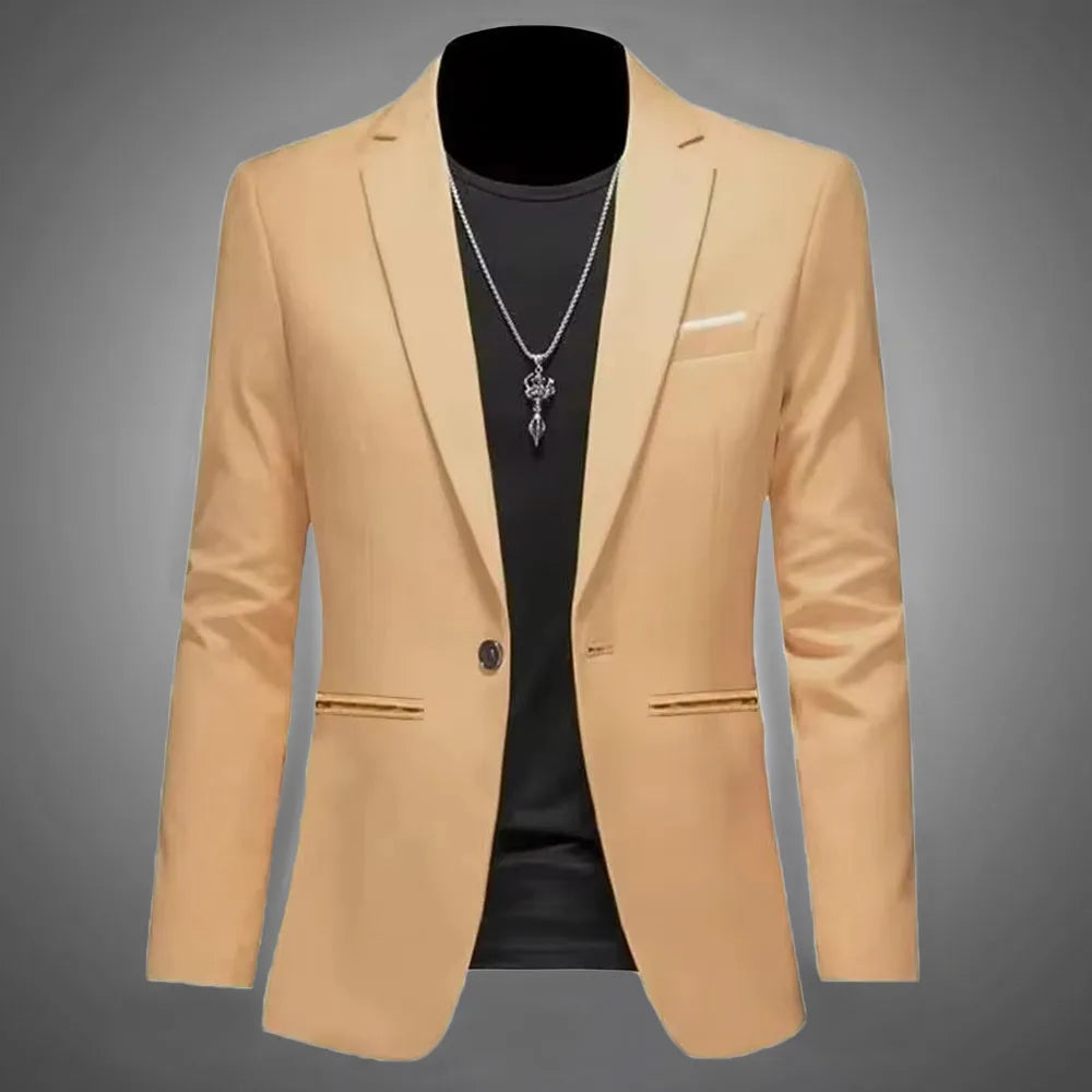 Men's Trendy Leisure Boutique Suit Jacket  Autumn Casual Business Slim Fit Non-ironing Single Button Suit