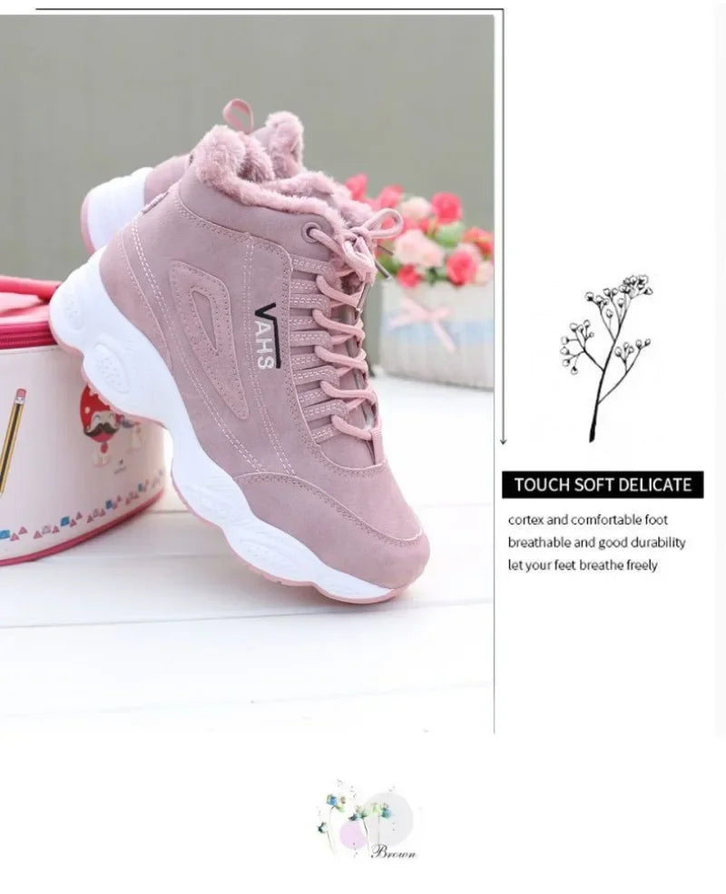 New Winter Thick-soled Women's Sneakers Warm Plus Velvet Cotton Shoes Height-increasing Non-slip Platform Women Shoes Snow Boots