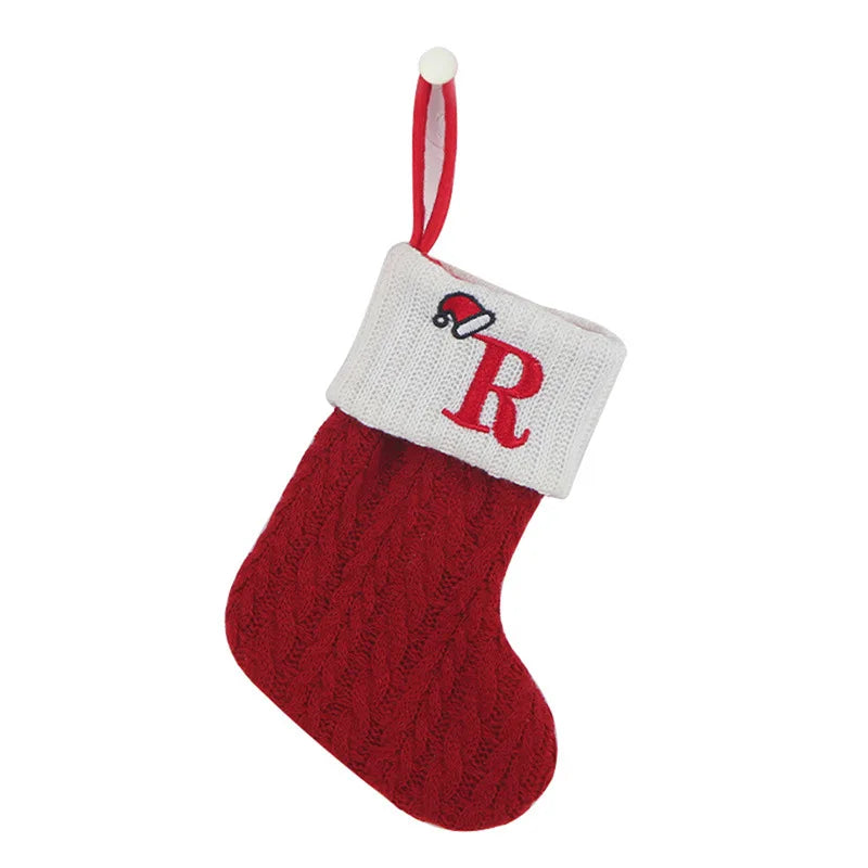 Christmas Socks Knitting Snowflake Letter Stocking Christmas Decoration For Home 2024 Xmas Tree Ornament Gift Navidad Natal 2025