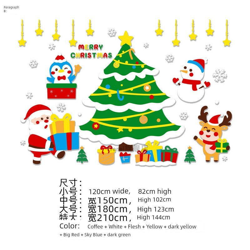 Christmas Decoration Scene Layout Shopping Window Glass Sticker Painting Santa Claus Christmas Tree Wall Decorations