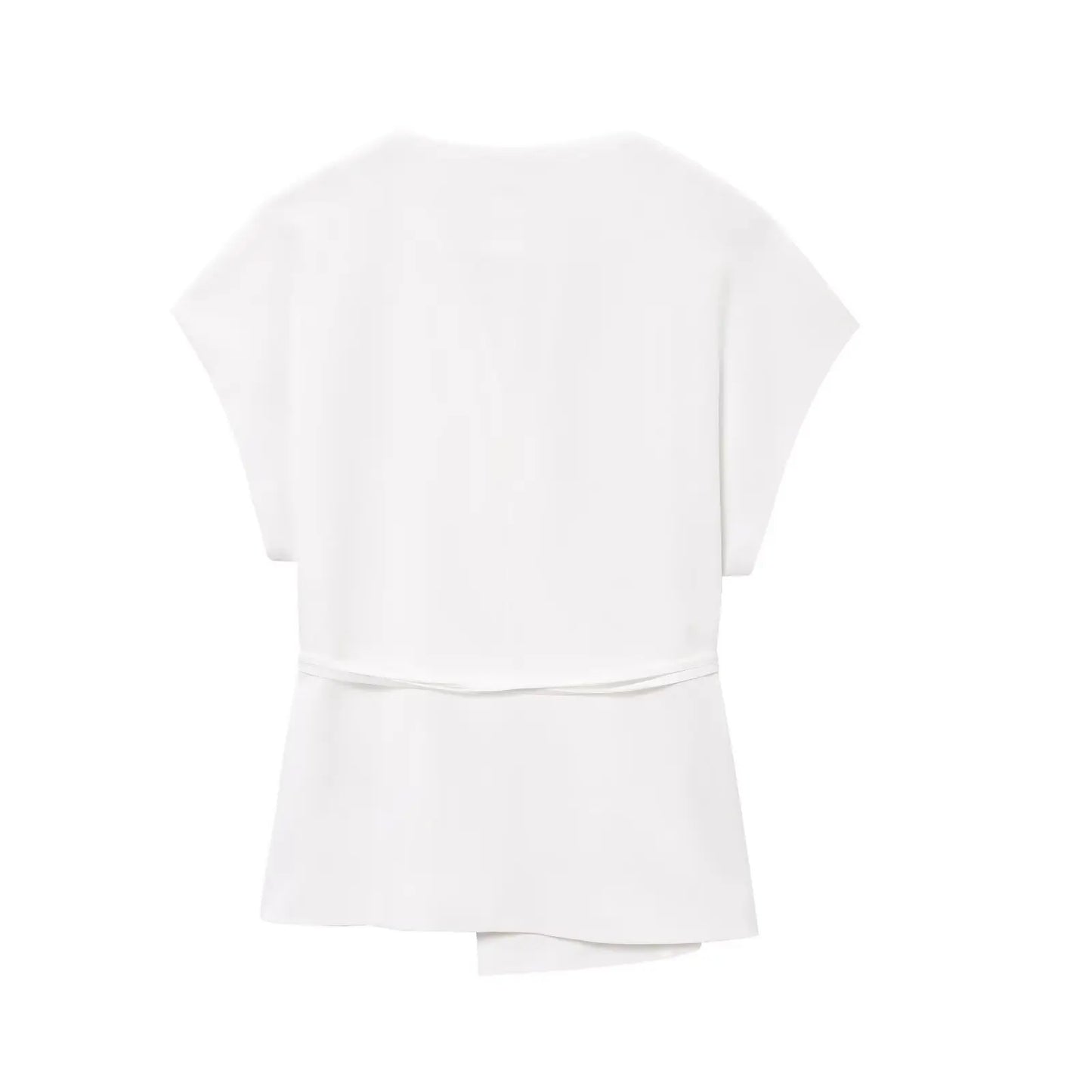 TFMLN Fashion Women's Trouser Suits Sleeveless V-Neck Top With Belt Straight Pants Sets.