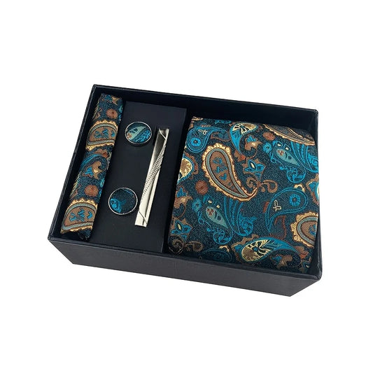 Tie Square Scarf Cufflinks Tie Clip Black Gift Box