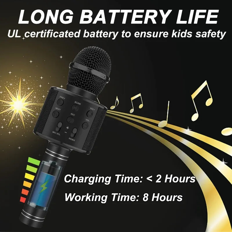 Portable Handheld Wireless Karaoke Microphone Speaker Microphone for Kids Music Player Singing Recorder KTV