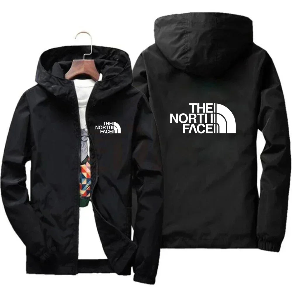 2025 New European and American men's fashion jacket, windproof and waterproof zipper hooded overcoat, spring and winter outdoor