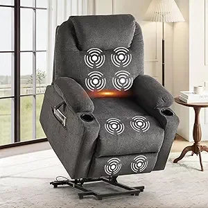 Power Lift Recliner Chair for Elderly,Electric Lift Chairs with Massage and Heat, Fabric Lift Chair Recliners for Adults with Cu