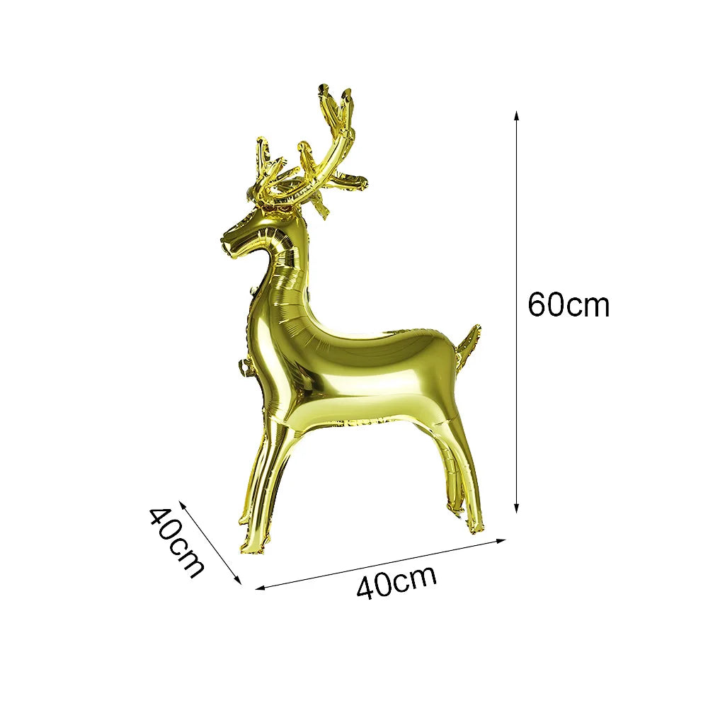 Christmas Inflatable Reindeer Balloons Standing Elk Xmas Gift Box Foil Balloons Christmas Birthday Decoration kids Party Ballons
