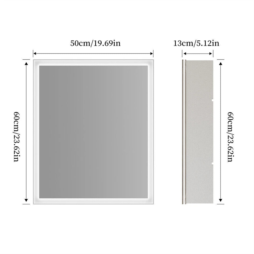 Bathroom Cabinet with Mirror Rectangle LED Lighted Mirror Wall Bathroom Medicine Cabinet w/ Bluetooth Speaker Aluminum Frame