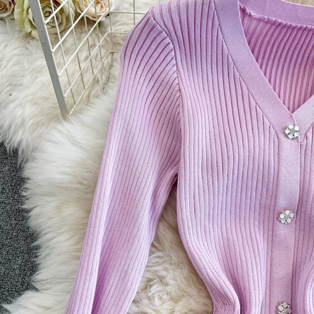 YuooMuoo Autumn Winter Women Knitted Long Dress Brand Fashion V-neck Slim Waist Pleated Sweater Dress Lady Office