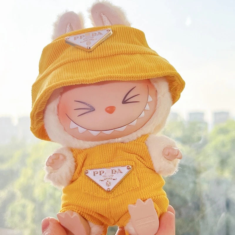 Labubu Clothes Corduroy Mini Doll Clothing Set Cute Hats Clothes Vinyl Doll Accessories Training Sitting Party Games Toys