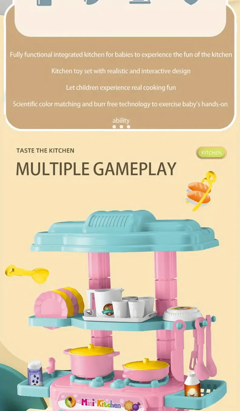 Mini Kitchen Counter Play Set DIY Simulated Cooking Food Tableware
