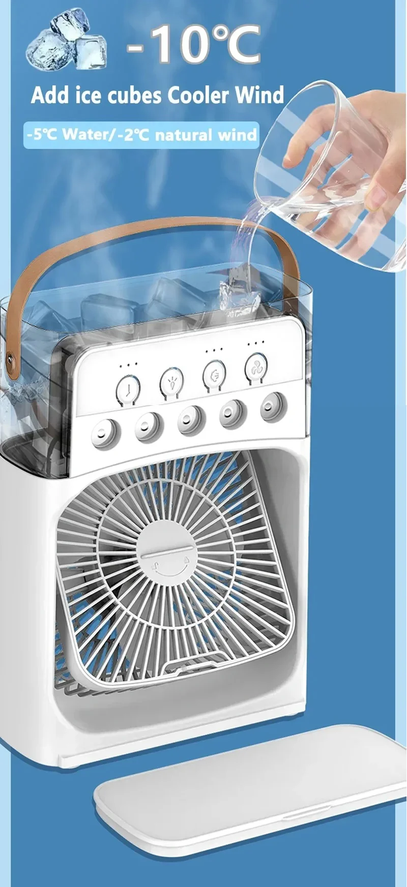 Air Conditioner Portable 3 in 1 Fan Mini Cooler Home House LED Humidifier For Bedroom Small Living Room Water Summer Fans Desk