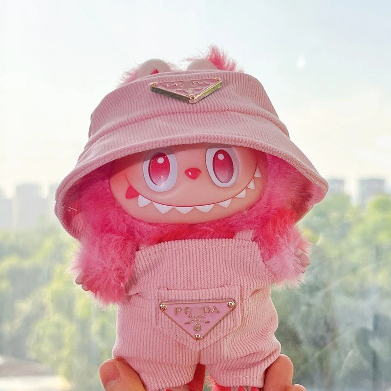 Labubu Clothes Corduroy Mini Doll Clothing Set Cute Hats Clothes Vinyl Doll Accessories Training Sitting Party Games Toys