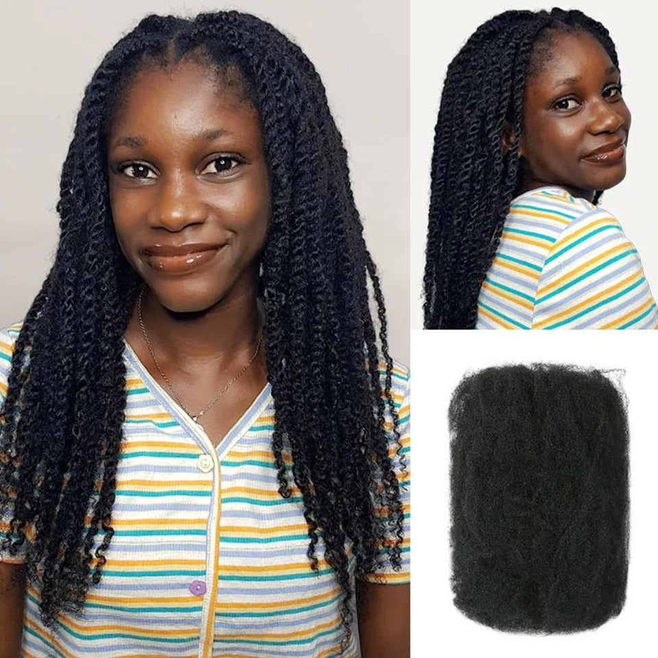 Afro Kinky Bulk Human Hair For Dreadlock Extensions Loc Repair Braiding Twist Afro Kinky Human Hair for Locs 1 Pack  Braids Hair