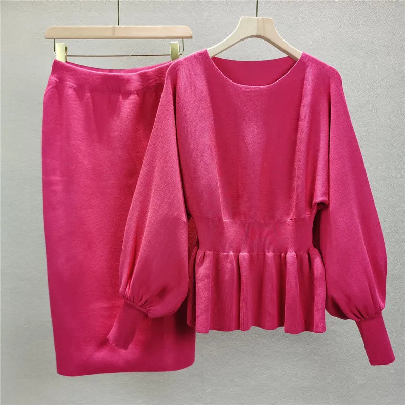 Autumn Elegant 2 Two Piece Set Women Fashion Casual Pullover Sweater