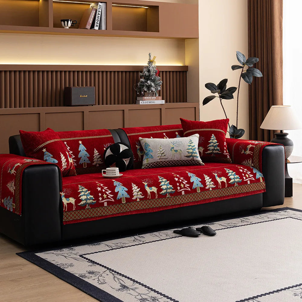 Chinese Style Chenille Sofa Slipcover, Couch Cover,  Pet Dog Friendly, Thick Plush Cover, Furniture, 1piece