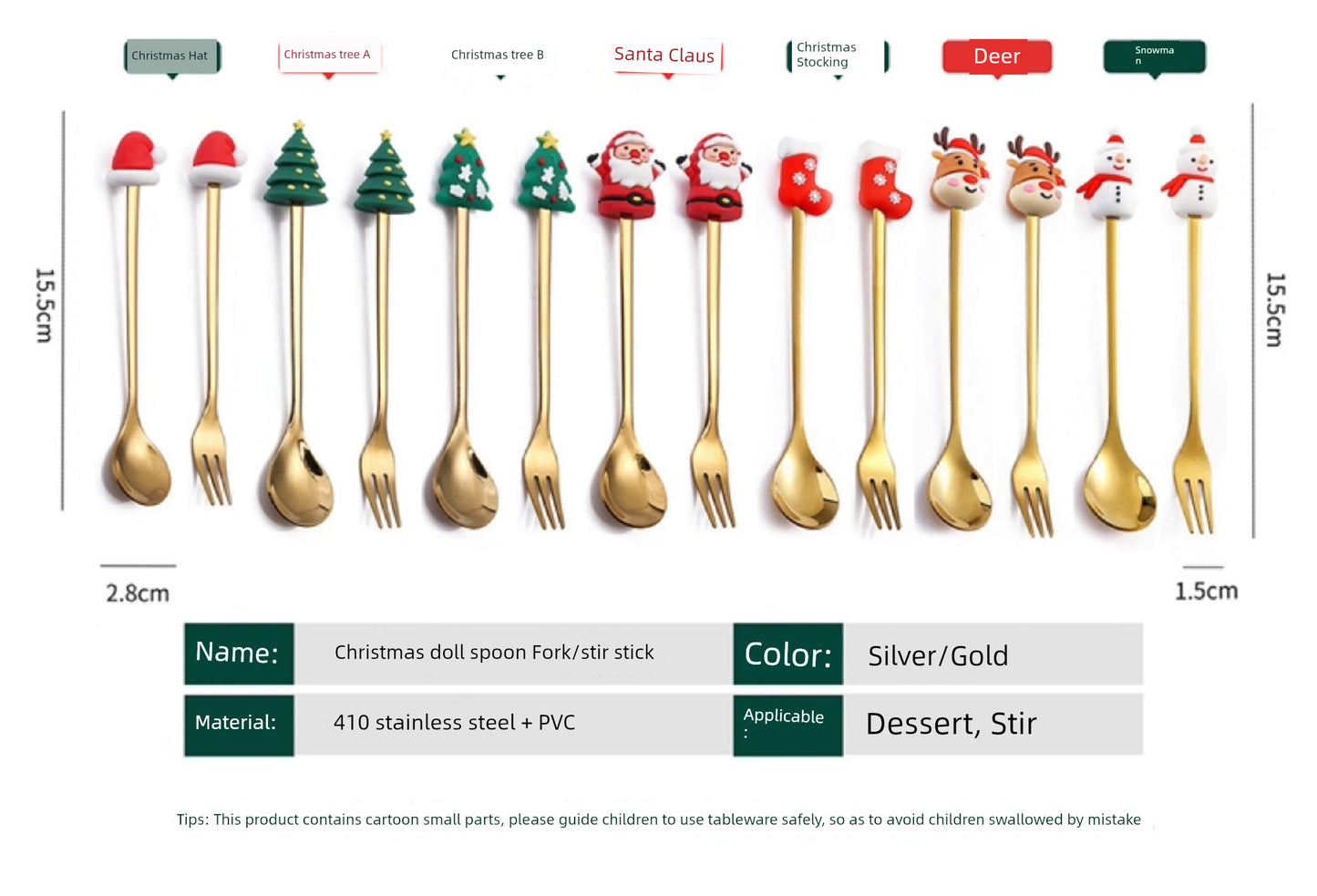 Stainless Steel Coffee Stir Spoon Christmas Gift