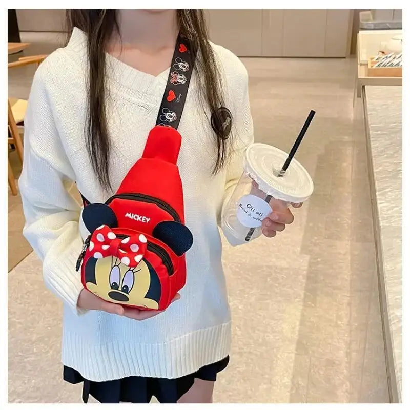 Disney 2024 New Fashion Mickey Cartoon Single Shoulder Crossbody Bag for Boys and Girls Cute Girls Coin Crossbody Bag