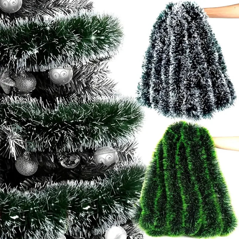 Christmas Ribbon Garland Xmas Tree Foil Pull Flower Ribbons Ornaments Green Cane Tinsel Wedding Party Decoration Supplies