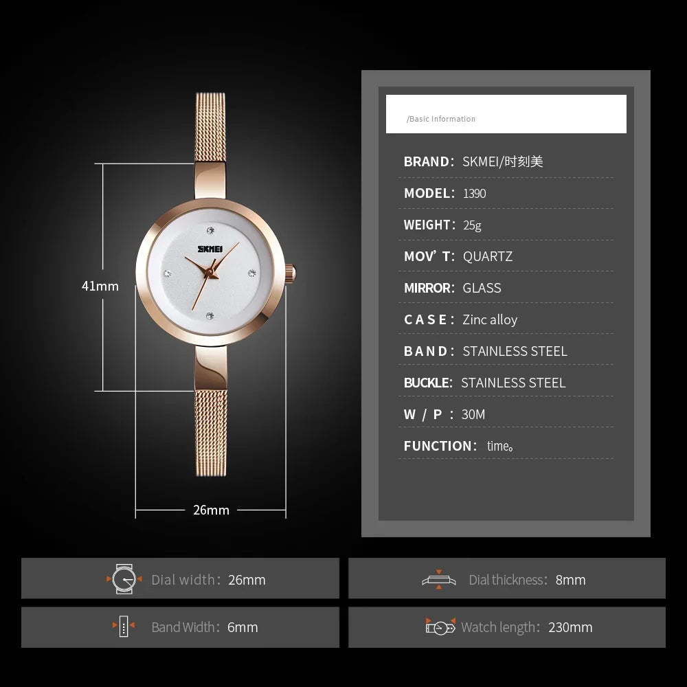 SKMEI 1390 Luxury Sport Girl Bracelet Womens Wristwatches Elegant Sport Waterproof Quartz Watch for Women 1410 Montre Femme