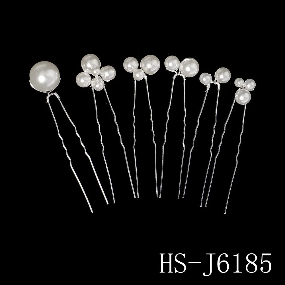 6 pcs/lot Austrian Crystal Rhinestones Bridal Hairpins Pearl Wedding Headpieces Hair Jewelry Accessories for Women Holiday Gift
