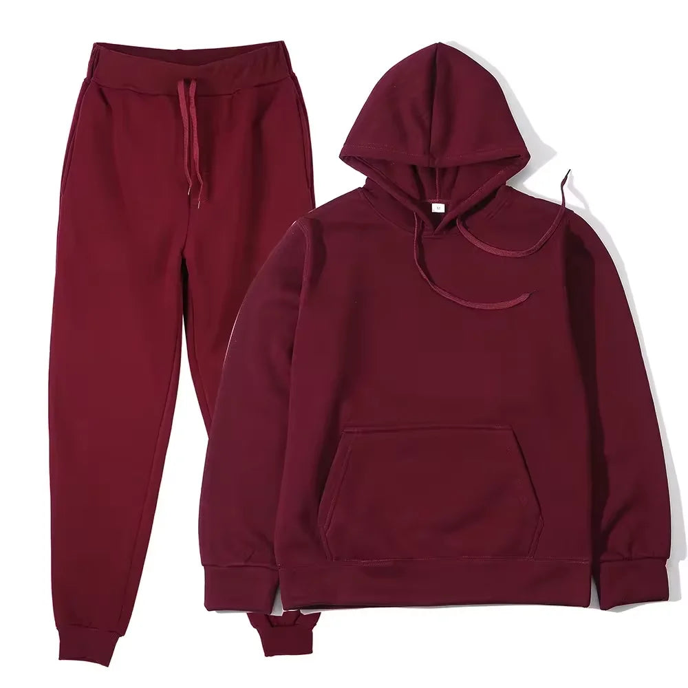 2024 Autumn/Winter New Velvet Warm Hoodie Sports Pants Two Piece Set for Men and Women