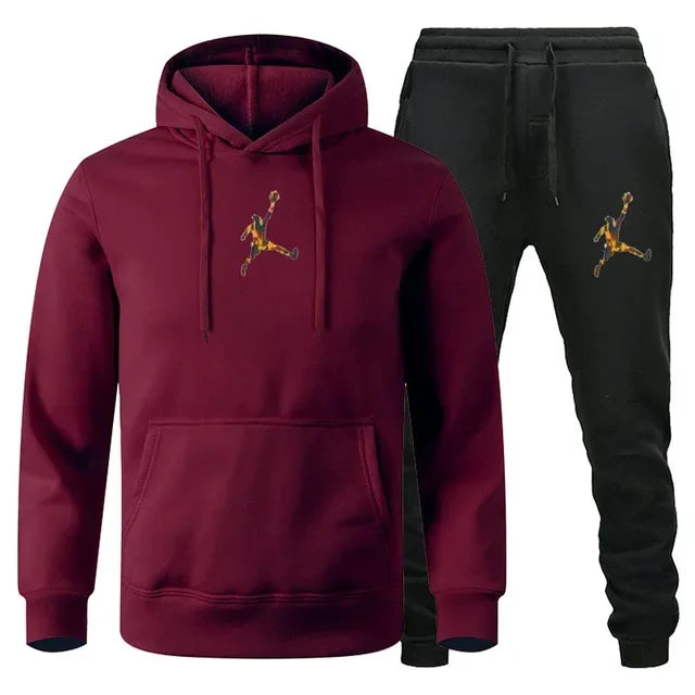 2025 Autumn/Winter Men's Fashionable long-sleeved sweatshirt + casual pants 2-piece set