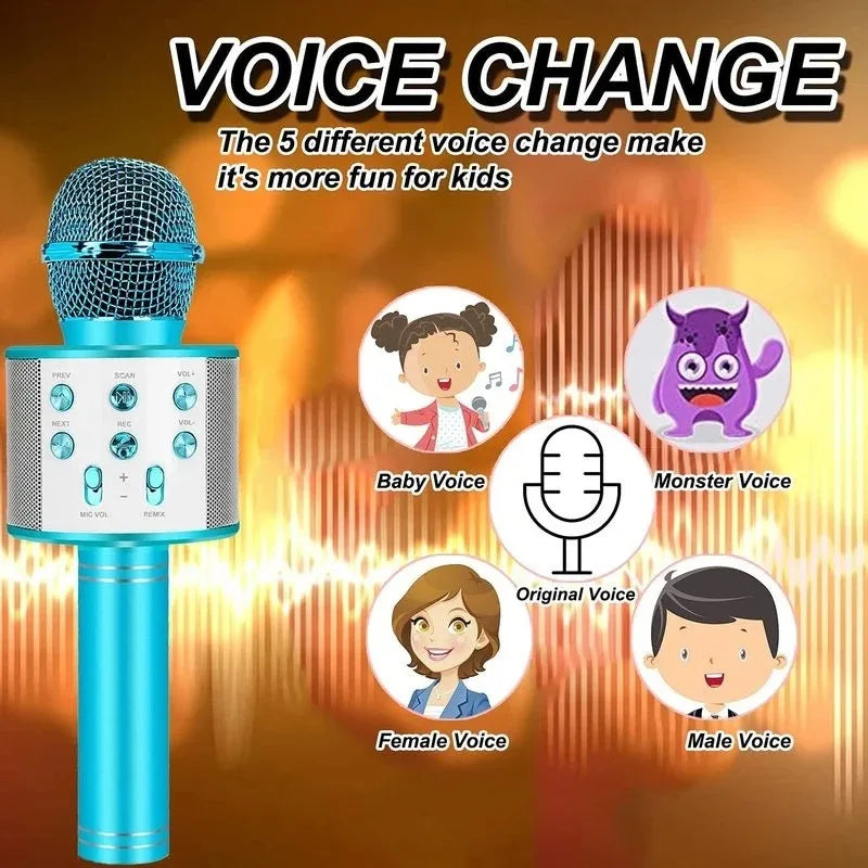 Portable Handheld Wireless Karaoke Microphone Speaker Microphone for Kids Music Player Singing Recorder KTV