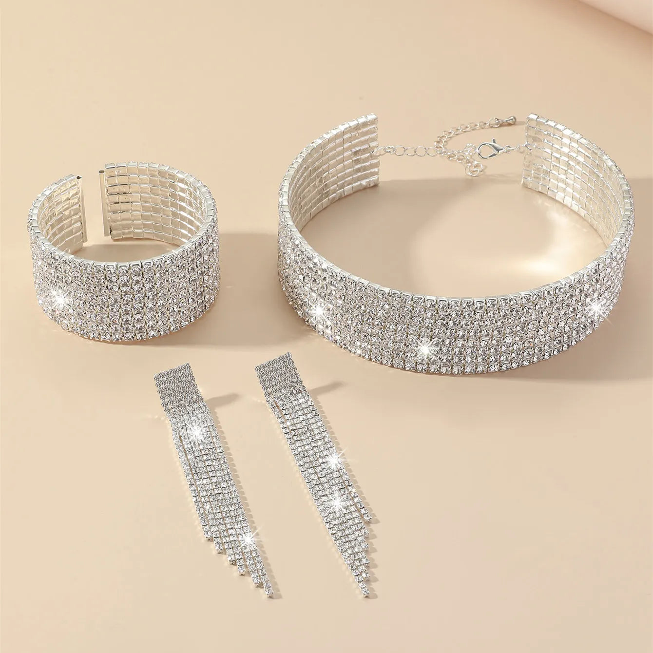 Classic Elegant Tassel Crystal Bridal Jewelry Sets