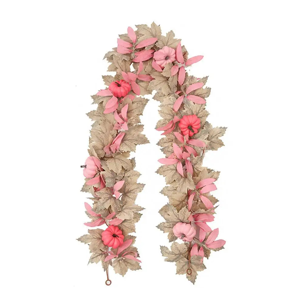 Fall Garland Autumn Maples Leaf Pumpkin Berry Garland Thanksgiving Halloween Home Mantle Fireplace Decorations Hanging Supplies