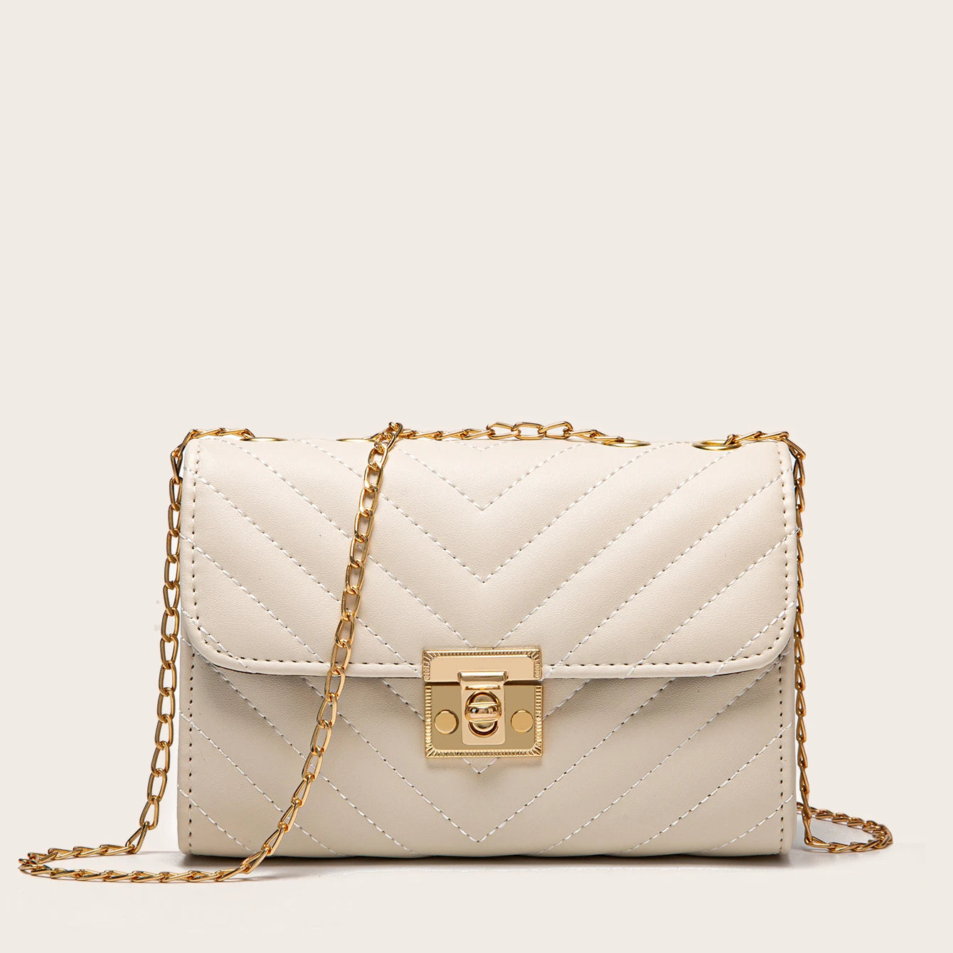 Lingge Chain Small Square Bag Lock Buckle Single Shoulder Crossbody Bag Texture