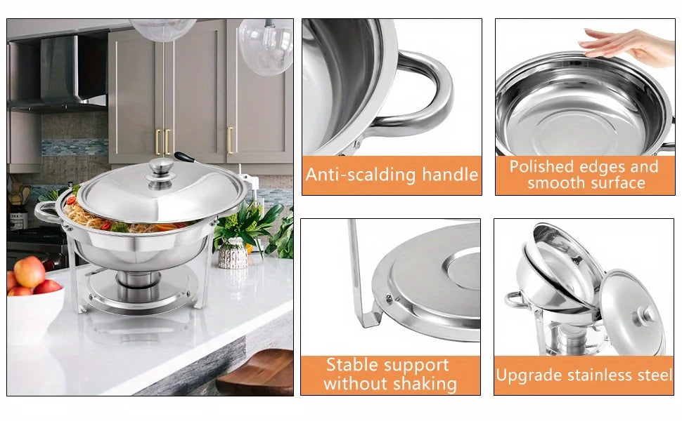 8 Pack Chafing Dish Buffet Set, Stainless Steel Food Warmer Kit with Lids, Food Pans, Water Pan and Fuel Holders for Restaurant