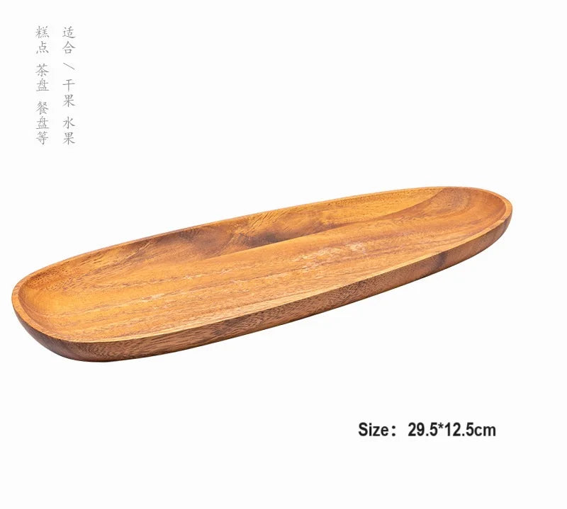 HeMu-Acacia Wooden Plate Set, Special-Shaped, Cake, Dessert, Fruit Serving, Small Sushi, Food Dishes, Premium Acacia