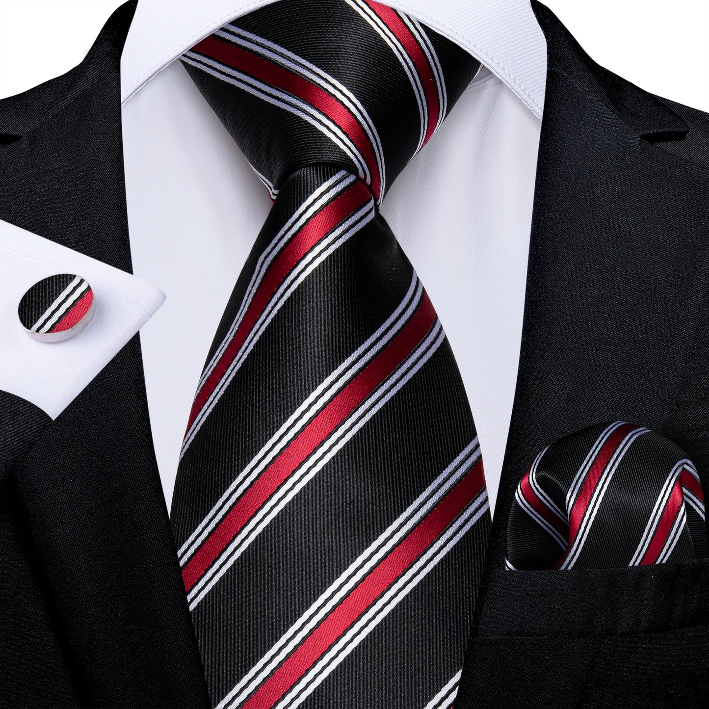 Gold Black Striped Silk Neck Ties