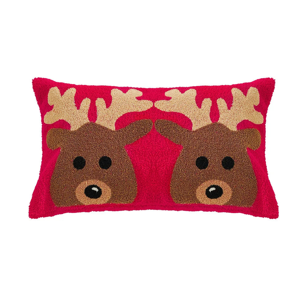 Christmas Decoration Cushion Cover Santa Snowflake Pillow Case Cotton Square Embroidery Pillow Cover 45x45cm