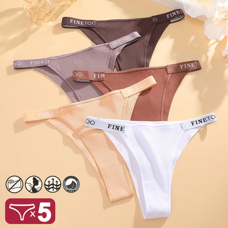 5PCS/Set Sexy Lingerie Women Cotton Panties Finetoo Letter
