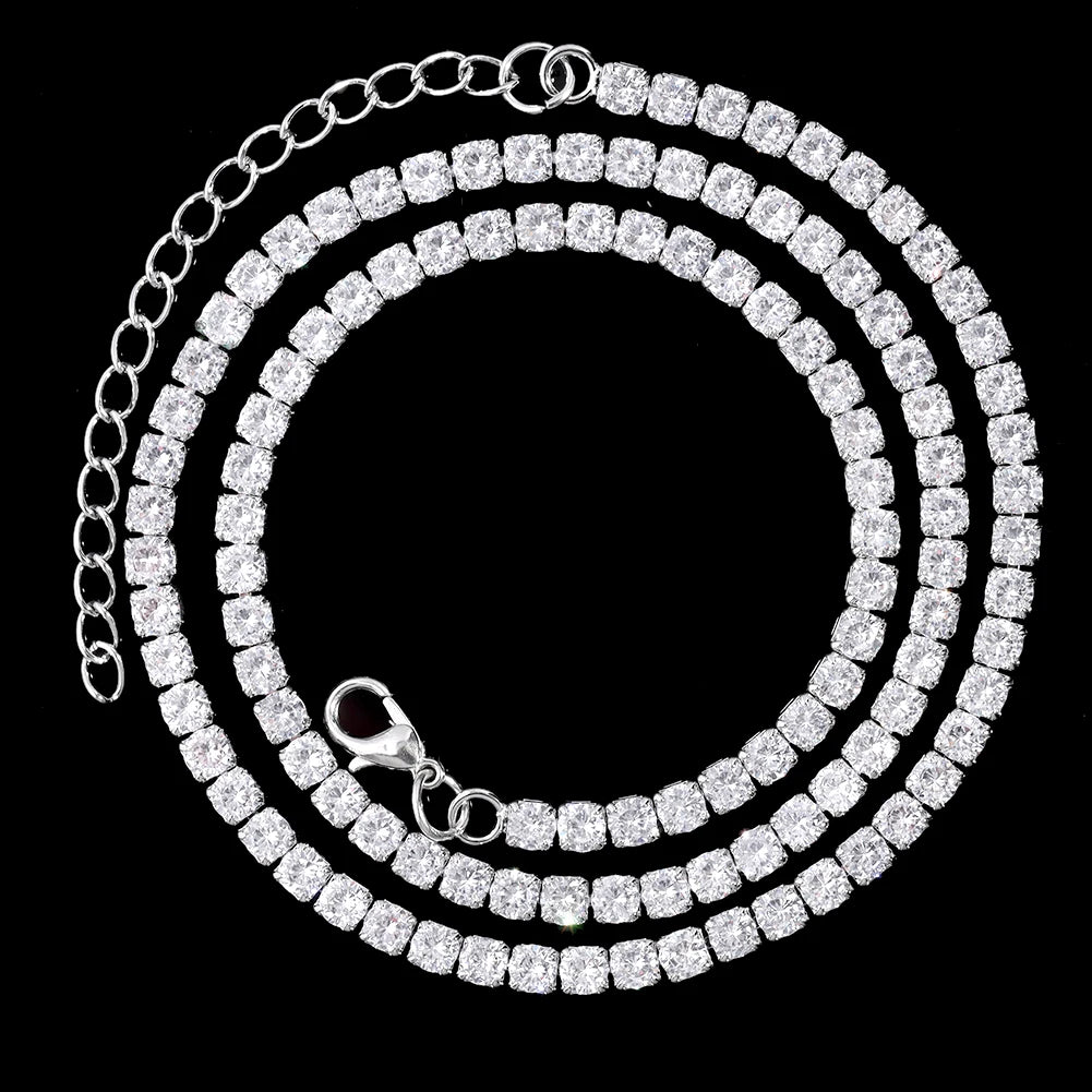Iced Out Diamond Cuban Link Chain Necklace Men Women Rhinestone Paved Hip Hop Rhombus Cuban Necklaces Tennis Chain Jewelry Gift