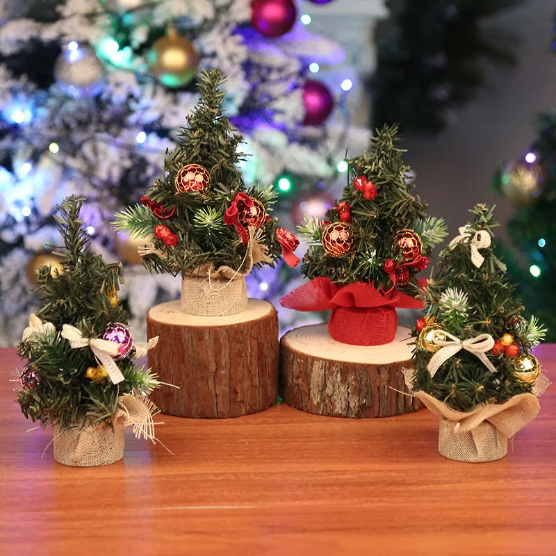 20cm Mini Christmas Tree White Gold Small Xmas Tree Desk size