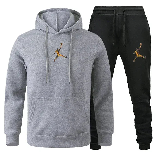 2025 Autumn/Winter Men's Fashionable long-sleeved sweatshirt + casual pants 2-piece set