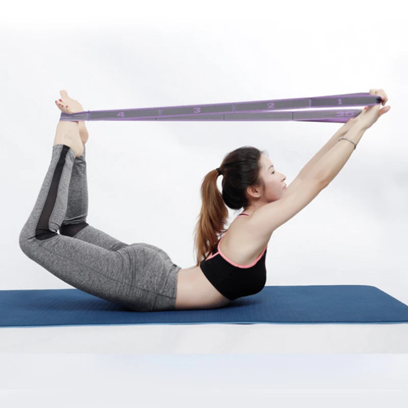 Yoga Pull Strap Belt Polyester Latex Elastic Latin Dance Stretching Band Loop Yoga Pilates GYM Fitness Exercise Resistance Bands